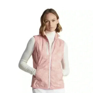 RLX Golf Ralph Lauren Women's Pink White Sleeveless Full-Zip Vest NWT $178 S